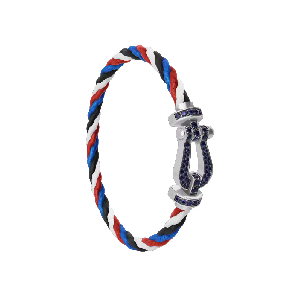 FORCE 10 BRACELET 18K WHITE GOLD AND BLUE SAPPHIRES LARGE MODEL