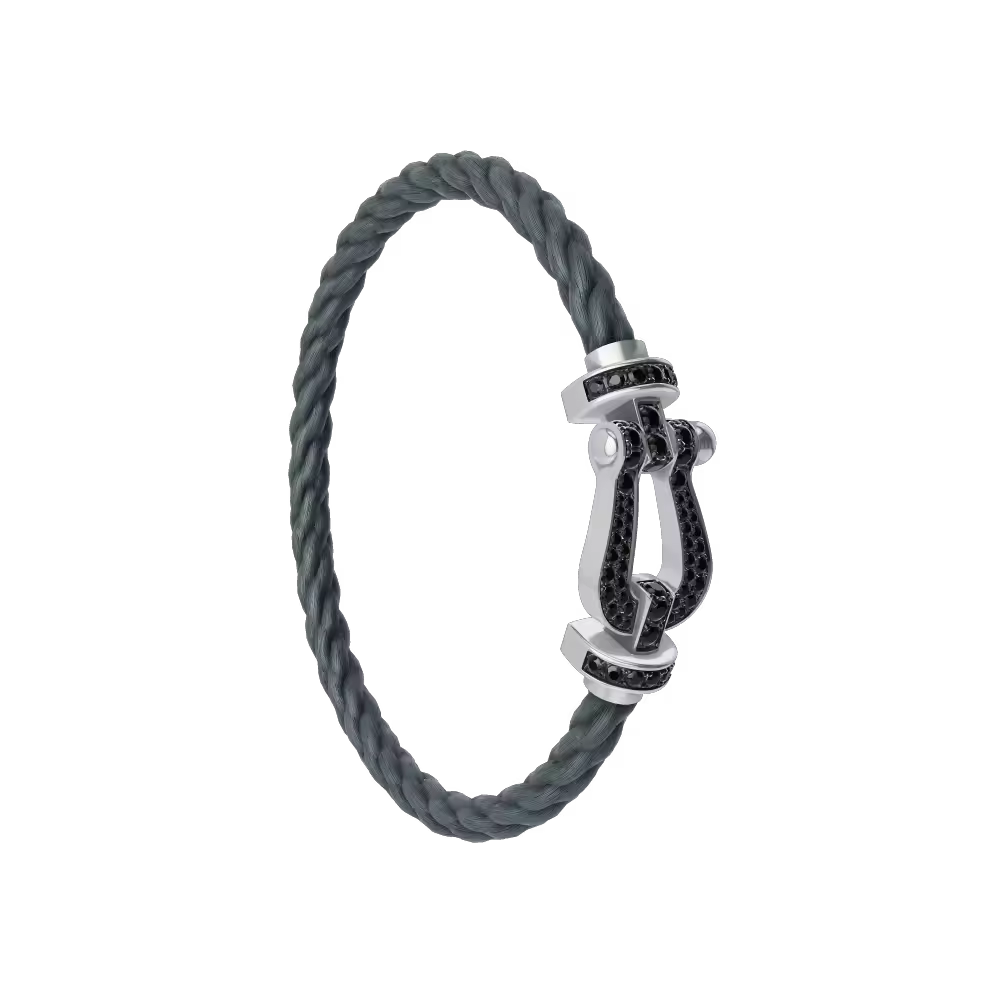 FORCE 10 BRACELET 18K WHITE GOLD AND BLACK DIAMONDS LARGE MODEL