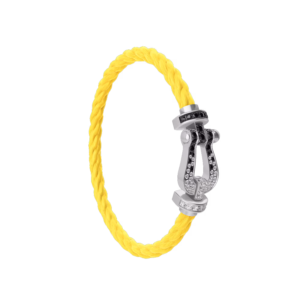 FORCE 10 BRACELET 18K WHITE GOLD AND BLACK AND WHITE DIAMONDS LARGE MODEL