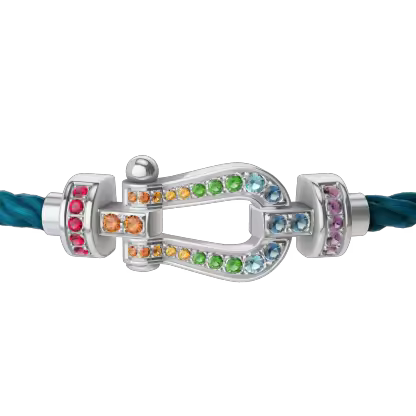 Force 10 bracelet Medium model in 18k white gold and coloured stones