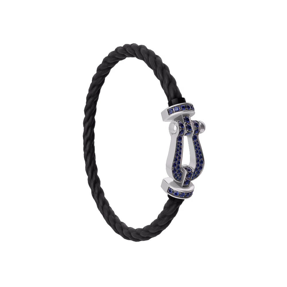 FORCE 10 BRACELET 18K WHITE GOLD AND BLUE SAPPHIRES LARGE MODEL