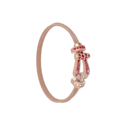 Force 10 bracelet 18k pink gold and sapphire, rubies, diamonds large model