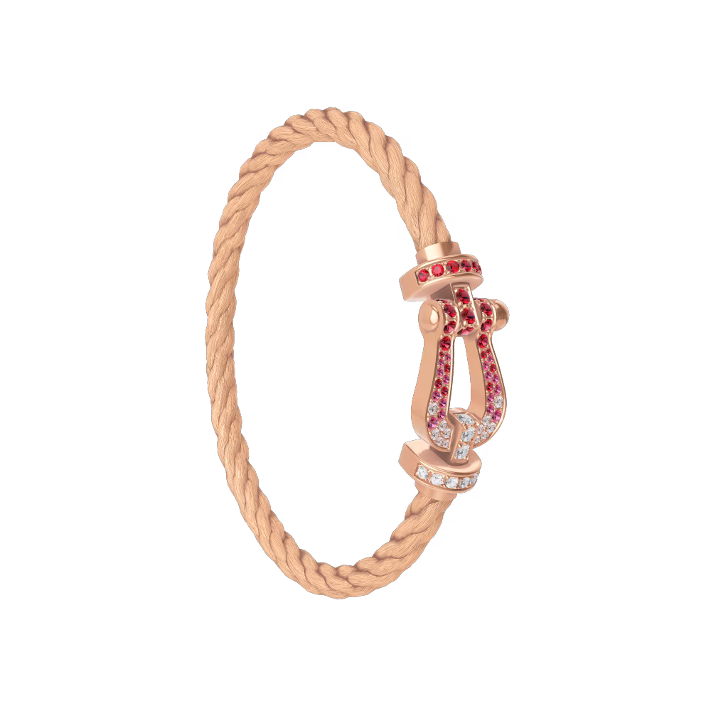 FORCE 10 BRACELET 18K PINK GOLD AND SAPPHIRE, RUBIES, DIAMONDS LARGE MODEL