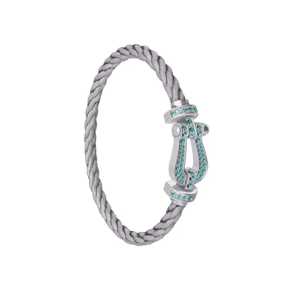 Force 10 bracelet Large model 18K white gold Paraíba tourmalines paved