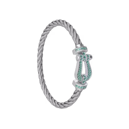 Force 10 bracelet Large model 18K white gold Paraíba tourmalines paved