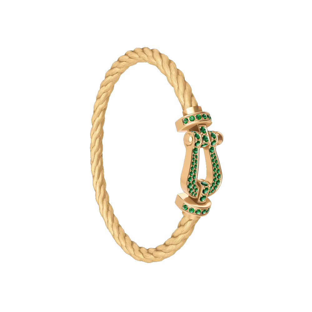 FORCE 10 BRACELET 18K YELLOW GOLD AND EMERALDS LARGE MODEL