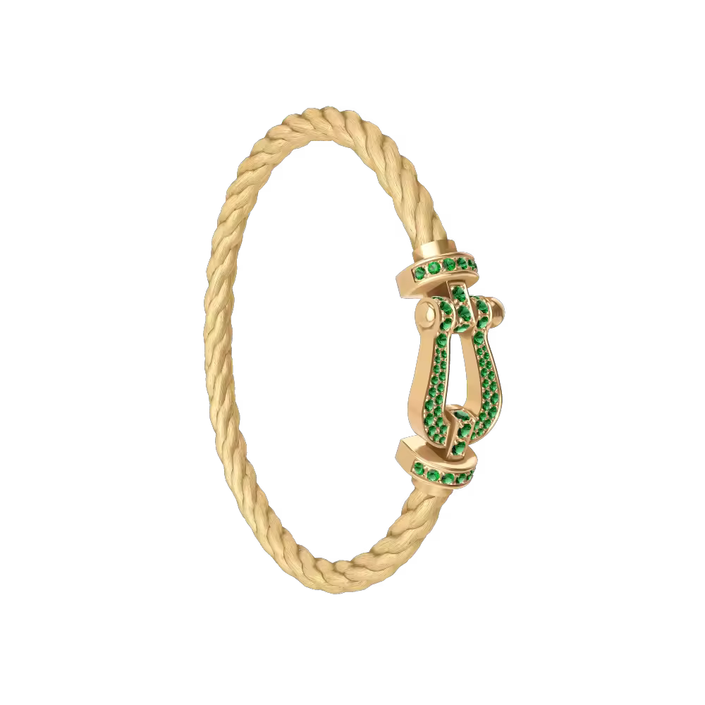 FORCE 10 BRACELET 18K YELLOW GOLD AND EMERALDS LARGE MODEL