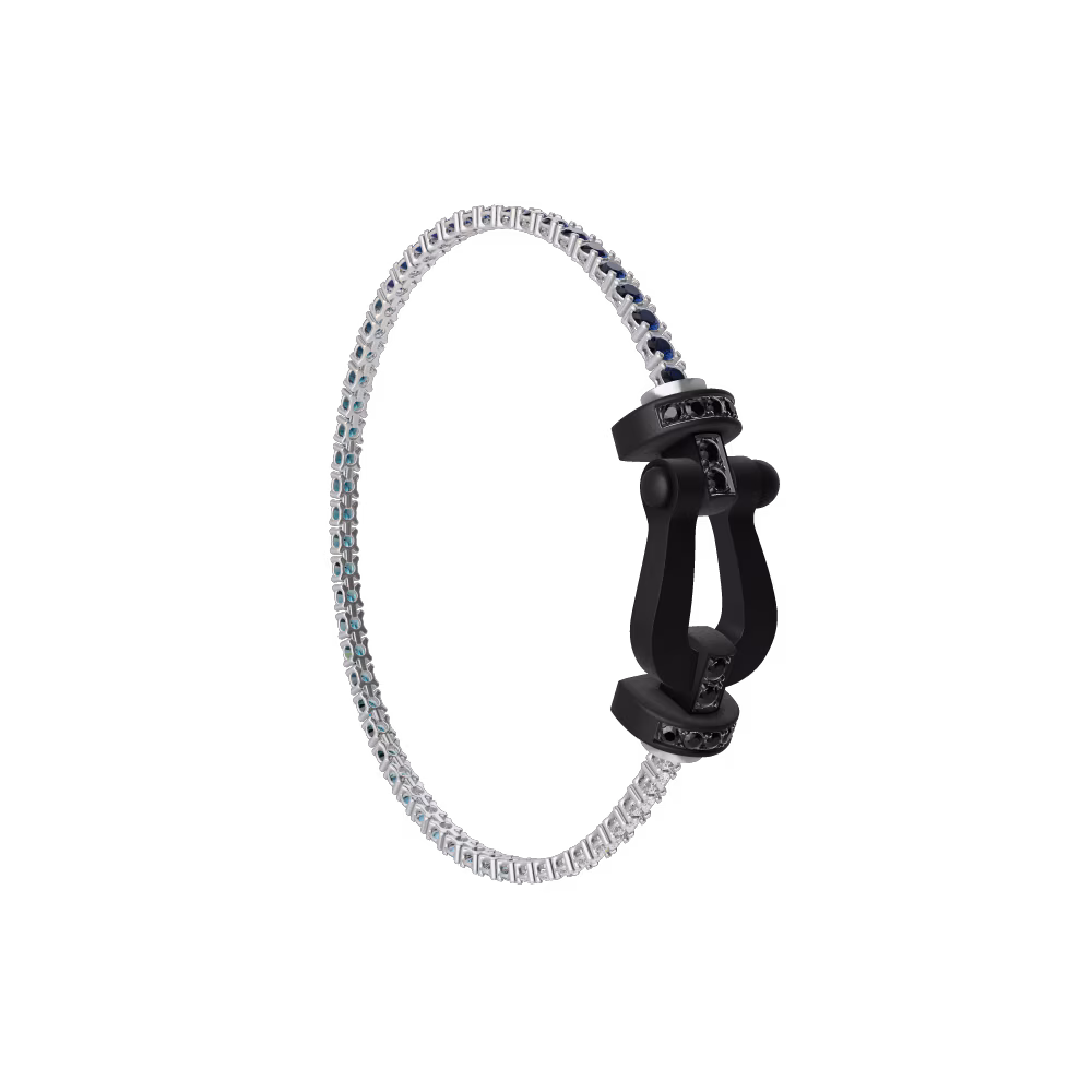 FORCE 10 BRACELET BLACK TITANIUM AND BLACK DIAMONDS LARGE MODEL