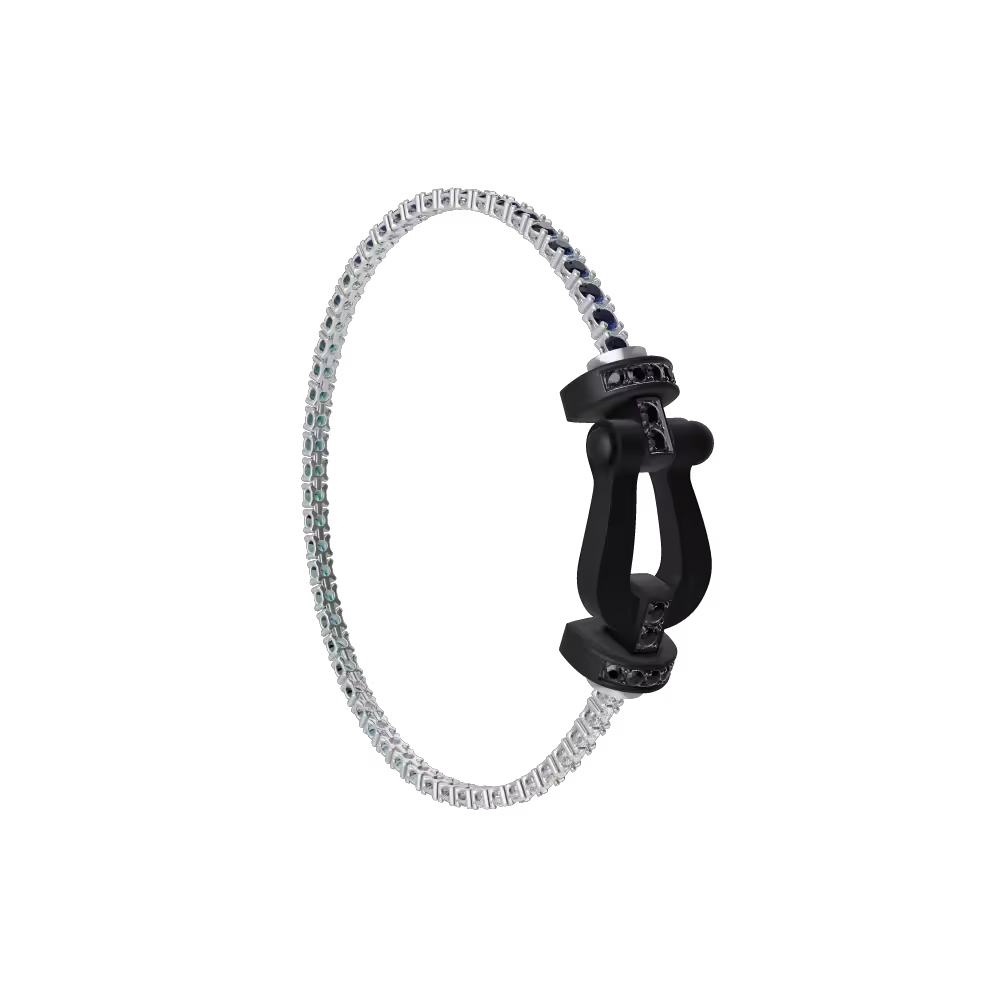 FORCE 10 BRACELET BLACK TITANIUM AND BLACK DIAMONDS LARGE MODEL
