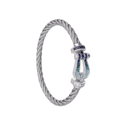 FORCE 10 BRACELET LARGE MODEL 18K WHITE GOLD DIAMOND PAVED AND COLORED STONES