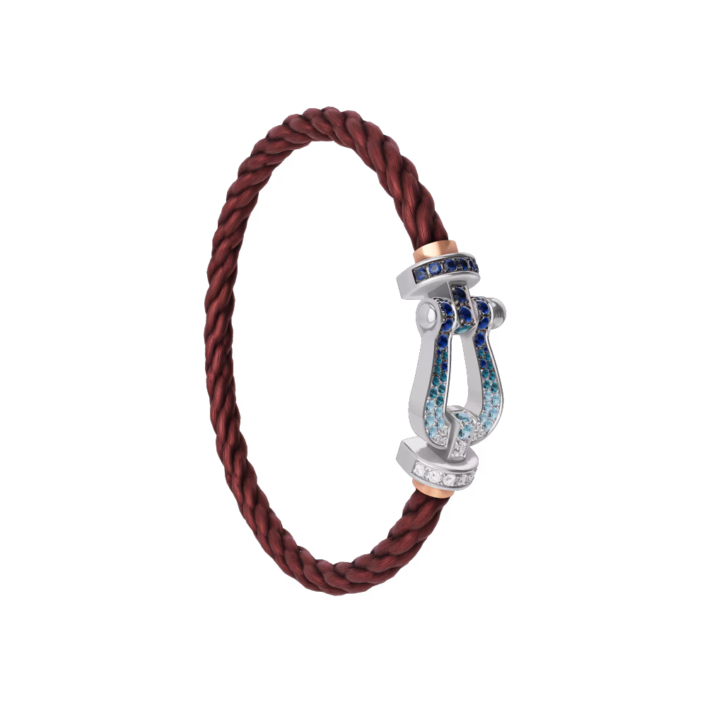 FORCE 10 BRACELET LARGE MODEL 18K WHITE GOLD DIAMOND PAVED AND COLORED STONES