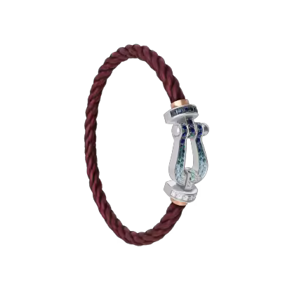 FORCE 10 BRACELET LARGE MODEL 18K WHITE GOLD DIAMOND PAVED AND COLORED STONES