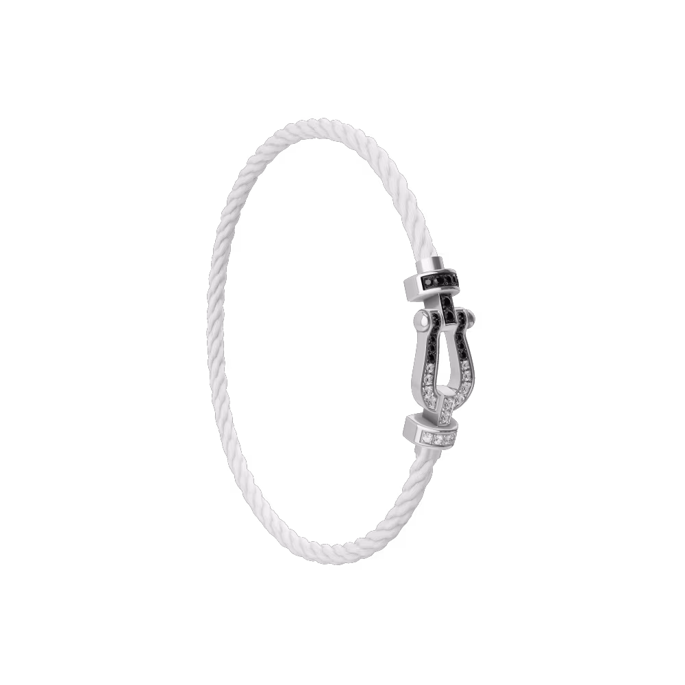 FORCE 10 BRACELET 18K WHITE GOLD AND BLACK AND WHITE DIAMONDS MEDIUM MODEL