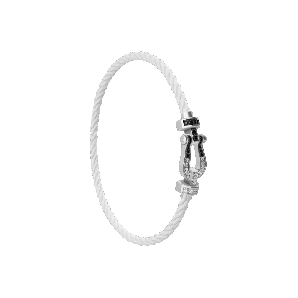 FORCE 10 BRACELET 18K WHITE GOLD AND BLACK AND WHITE DIAMONDS MEDIUM MODEL