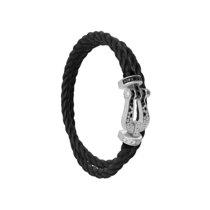 FORCE 10 BRACELET 18K WHITE GOLD AND BLACK AND WHITE DIAMONDS LARGE MODEL