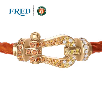 FORCE 10 BRACELET #FREDXROLANDGARROS LARGE MODEL 18K YELLOW GOLD DIAMOND PAVED AND COLORED STONES