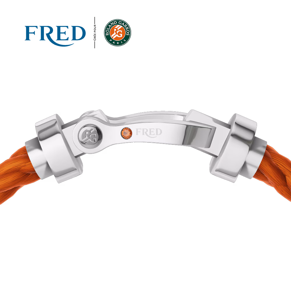 FORCE 10 BRACELET #FREDXROLANDGARROS LARGE MODEL 18K WHITE AND ONE MANDARIN GARNET
