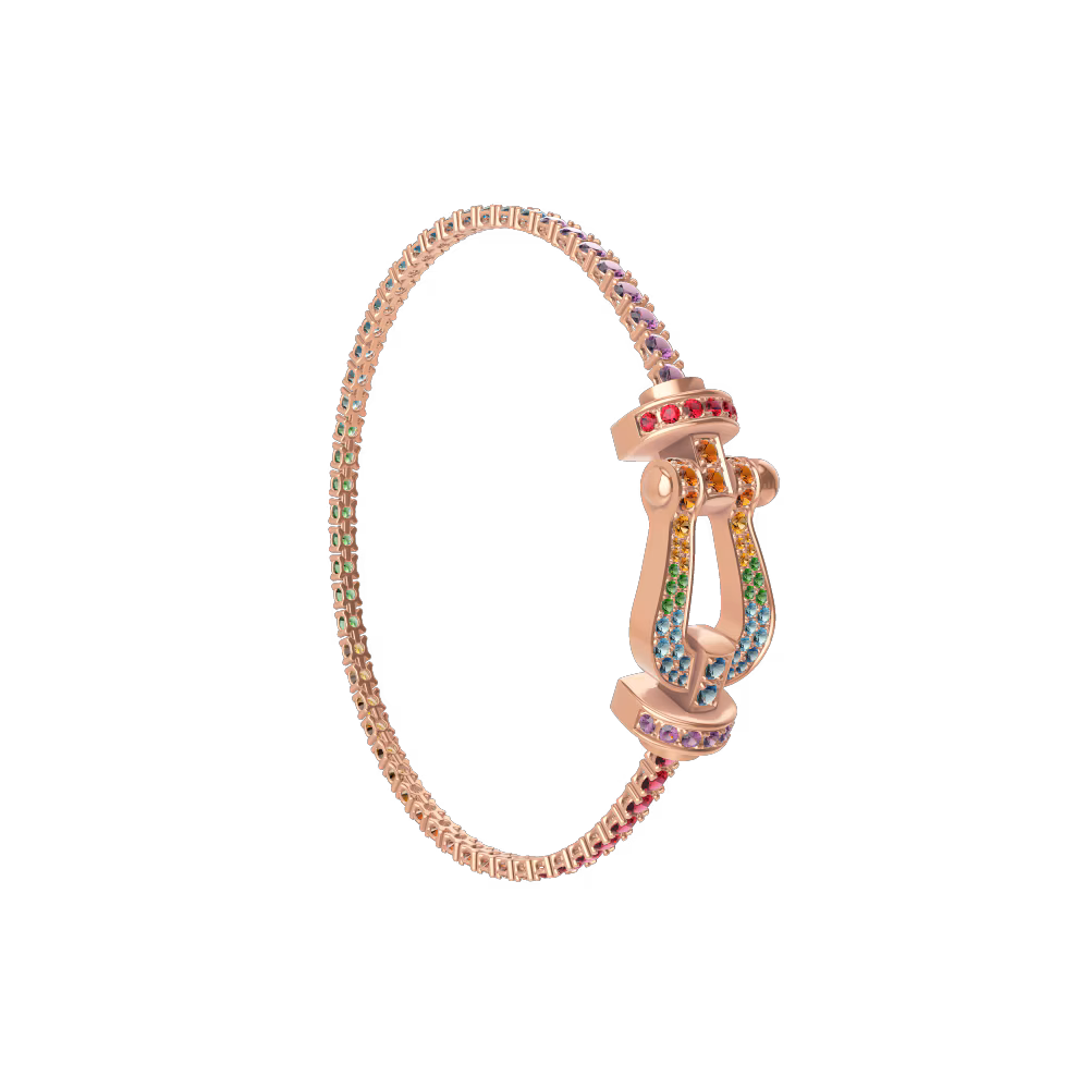 FORCE 10 BRACELET 18K PINK GOLD AND COLORED STONES LARGE MODEL