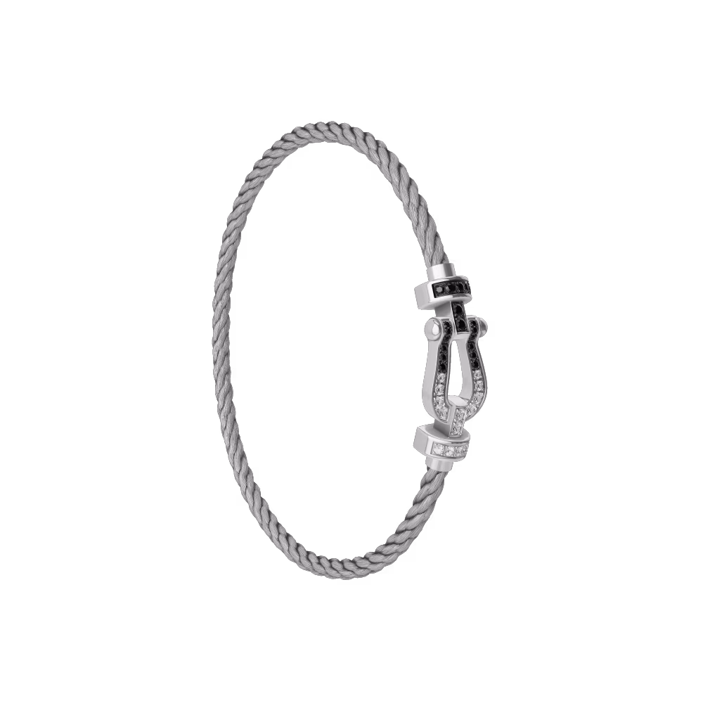 FORCE 10 BRACELET 18K WHITE GOLD AND BLACK AND WHITE DIAMONDS MEDIUM MODEL