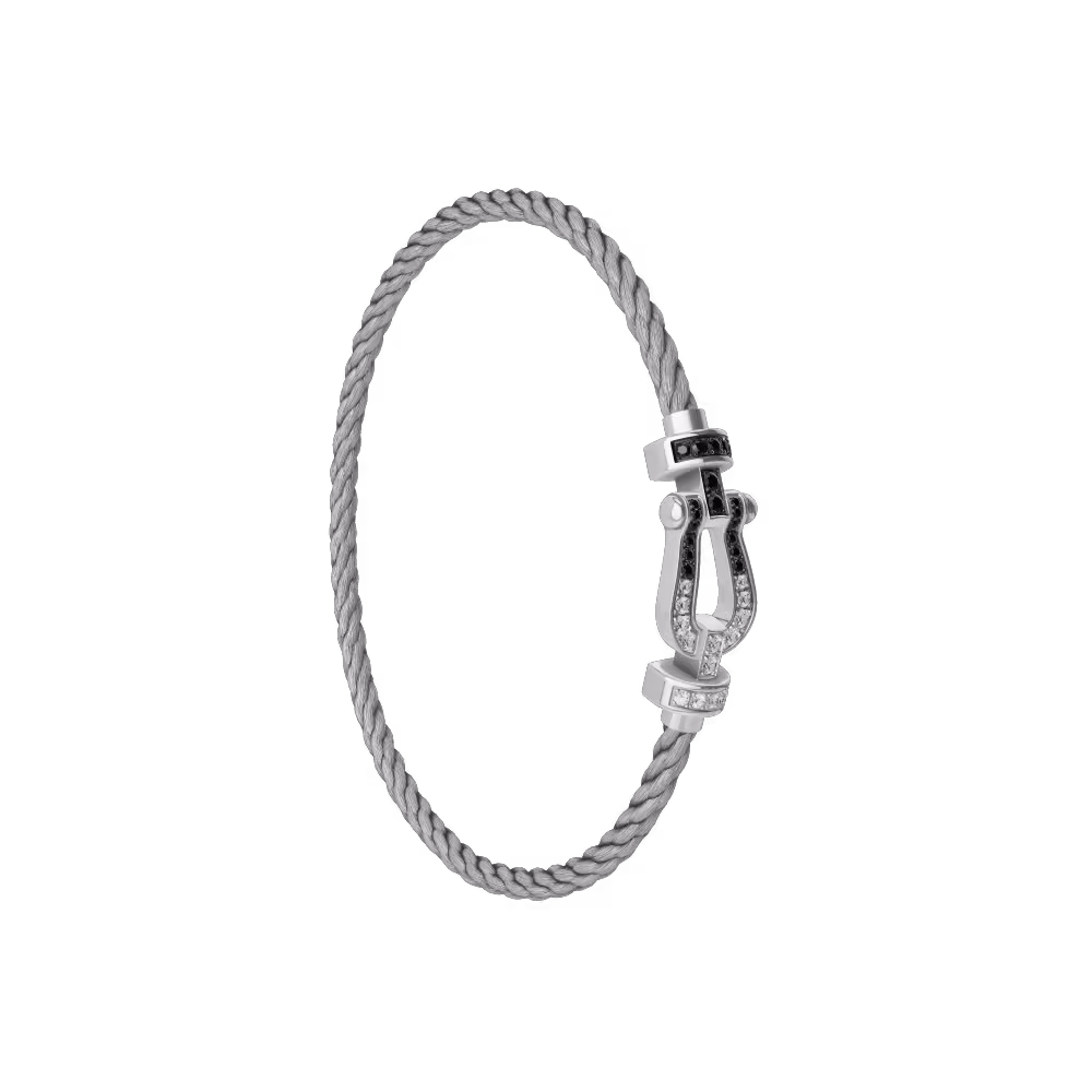 FORCE 10 BRACELET 18K WHITE GOLD AND BLACK AND WHITE DIAMONDS MEDIUM MODEL