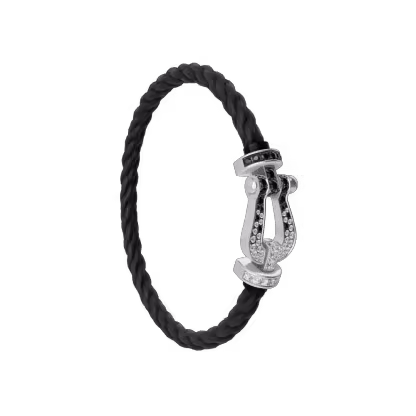 FORCE 10 BRACELET 18K WHITE GOLD AND BLACK AND WHITE DIAMONDS LARGE MODEL
