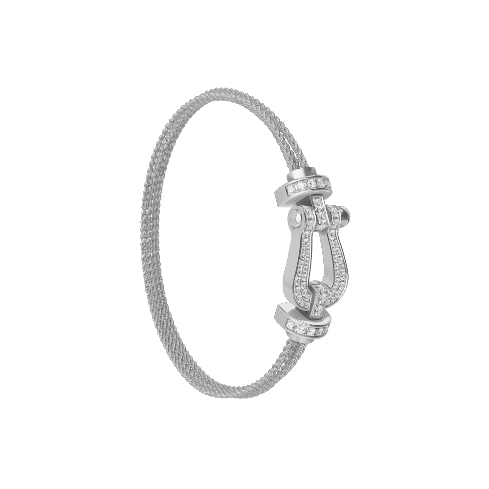 FORCE 10 BRACELET 18K WHITE GOLD AND DIAMONDS LARGE MODEL