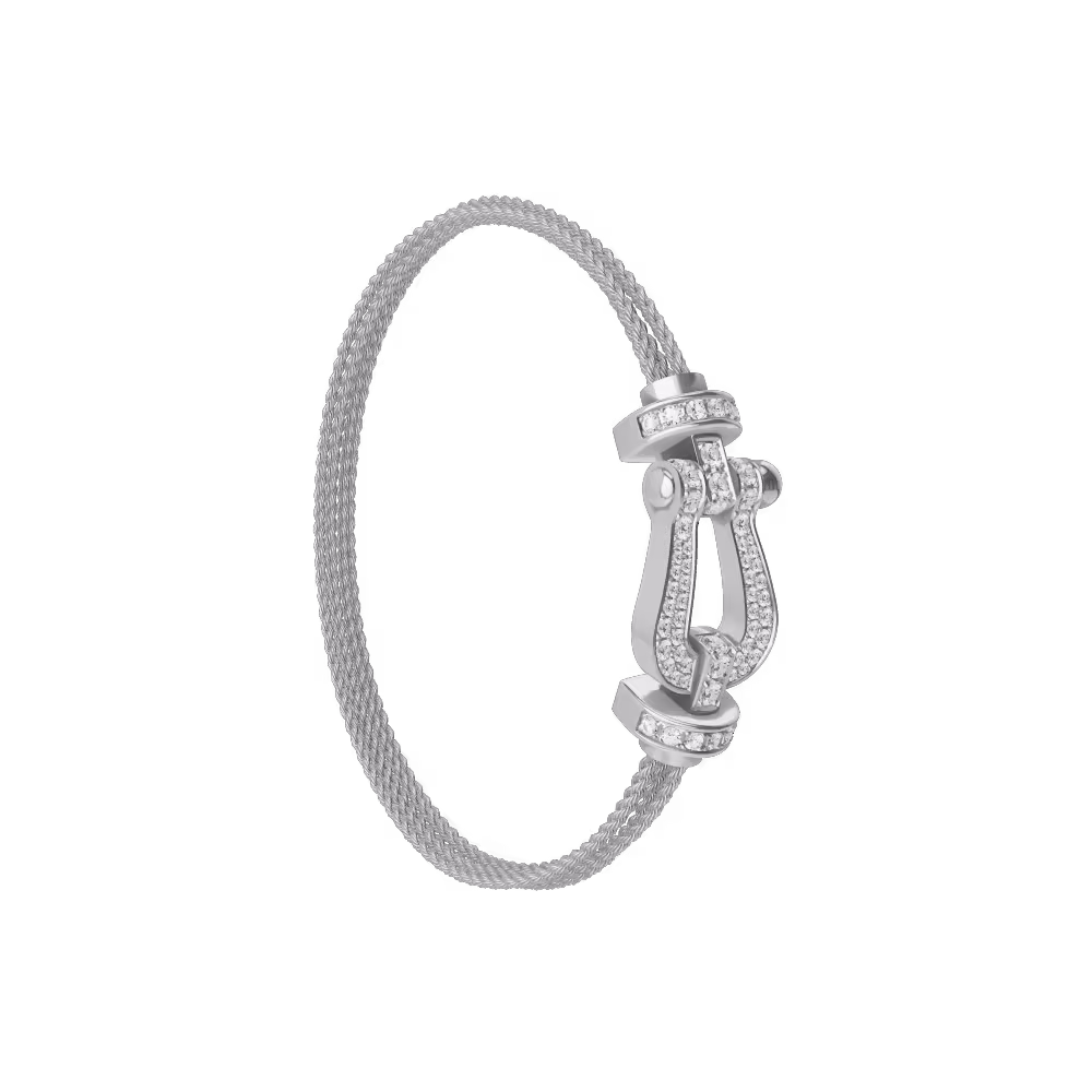 FORCE 10 BRACELET 18K WHITE GOLD AND DIAMONDS LARGE MODEL