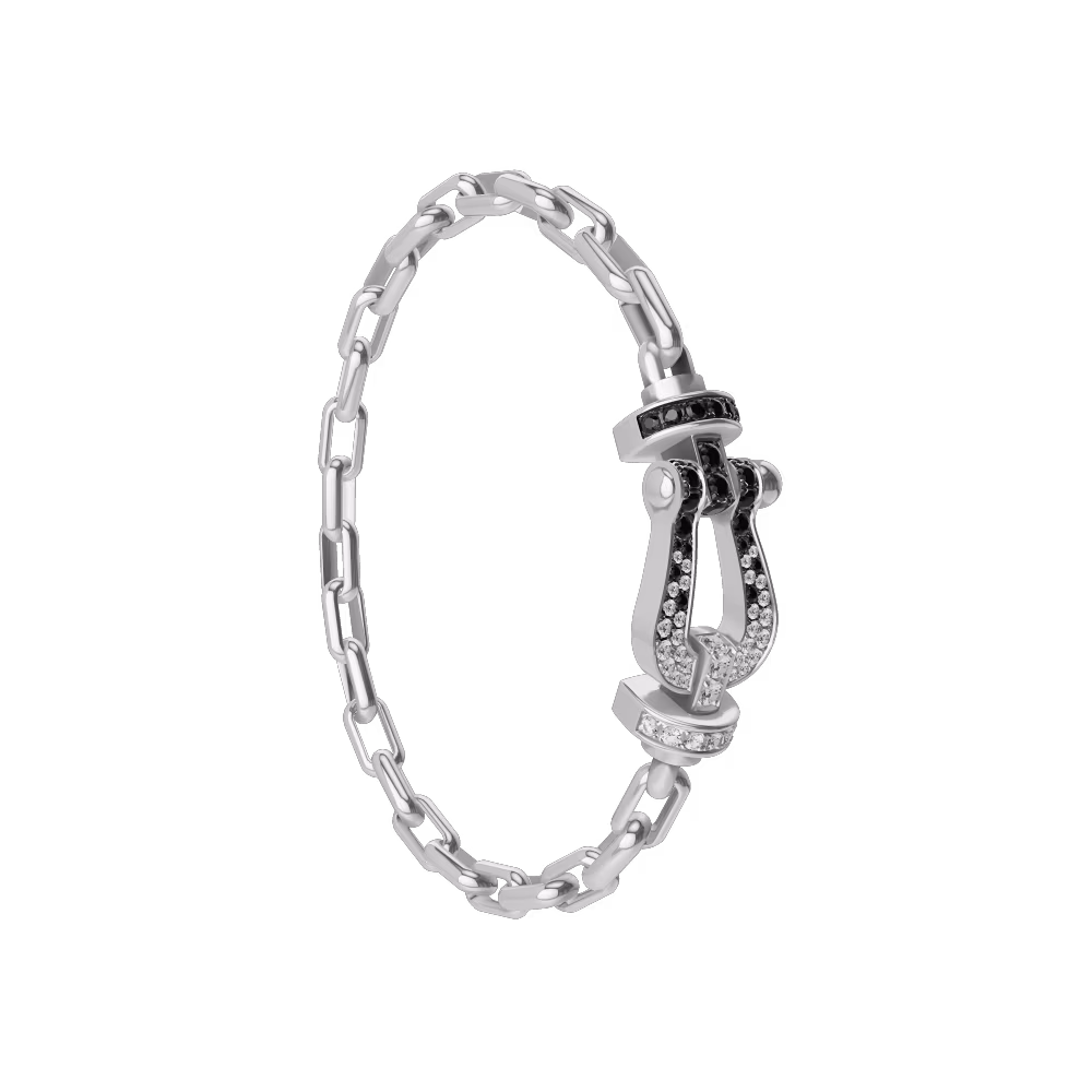 Force 10 bracelet 18k white gold and black and white diamonds large model