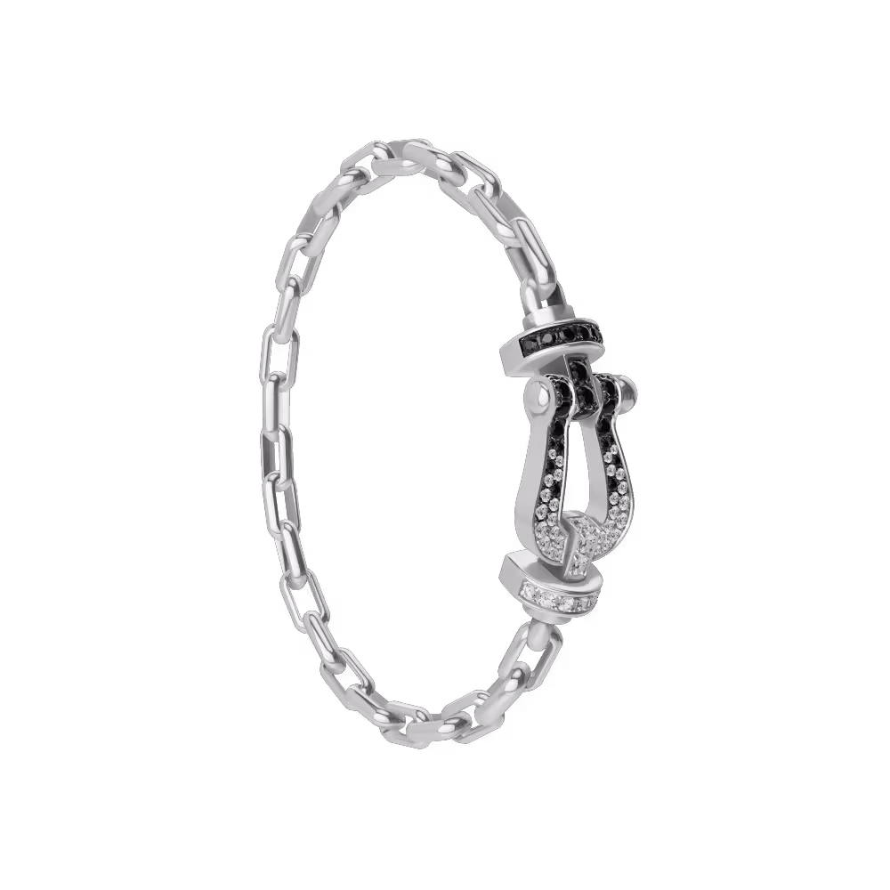 Force 10 bracelet 18k white gold and black and white diamonds large model