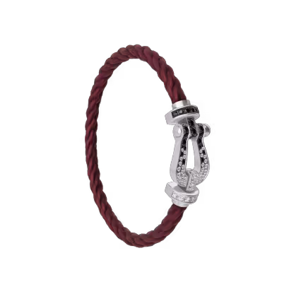 FORCE 10 BRACELET 18K WHITE GOLD AND BLACK AND WHITE DIAMONDS LARGE MODEL
