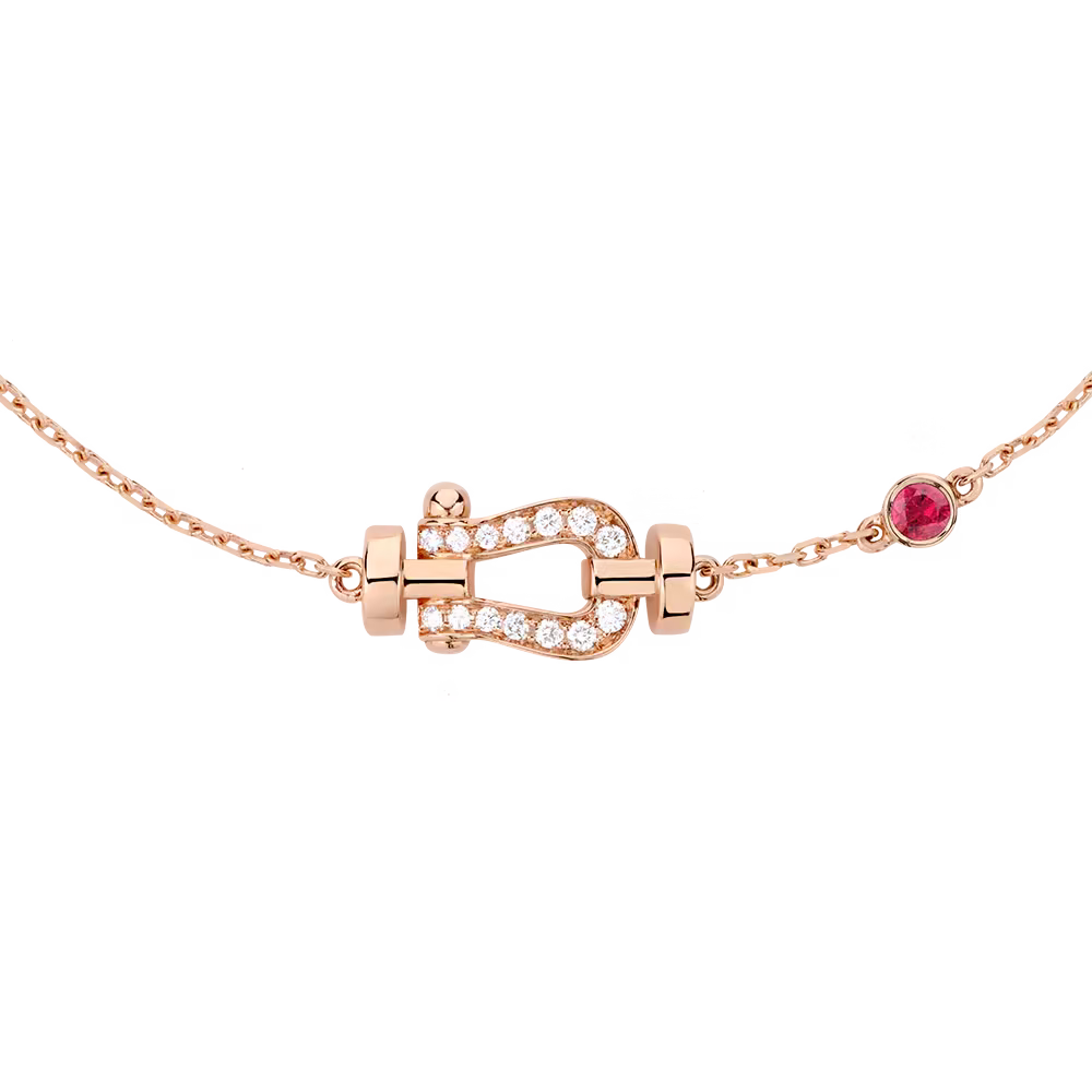 Force 10 bracelet 18k pink gold, diamonds, and ruby small model