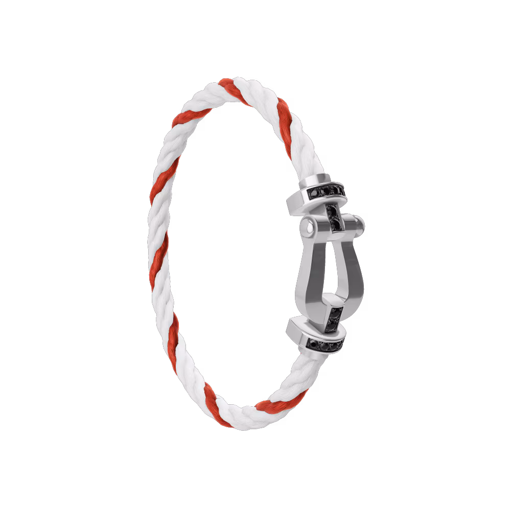FORCE 10 BRACELET 18K WHITE GOLD AND BLACK DIAMONDS LARGE MODEL