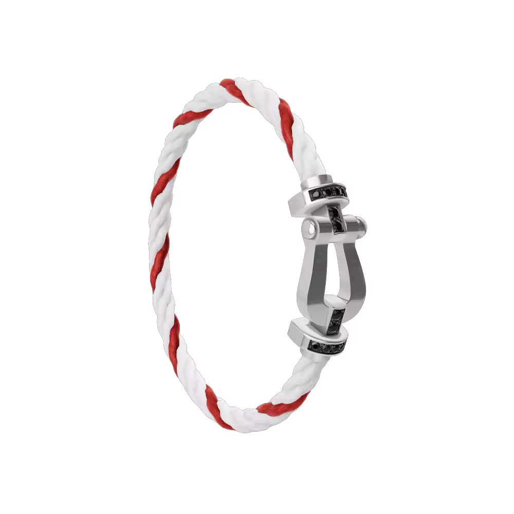 FORCE 10 BRACELET 18K WHITE GOLD AND BLACK DIAMONDS LARGE MODEL