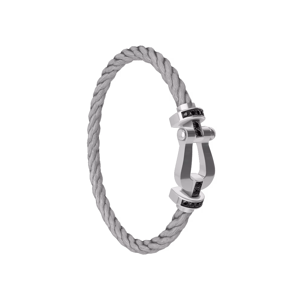 FORCE 10 BRACELET 18K WHITE GOLD AND BLACK DIAMONDS LARGE MODEL