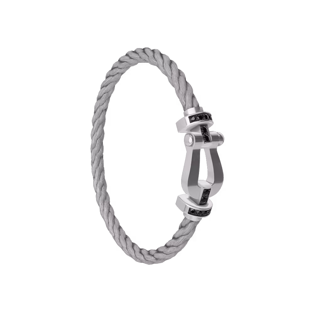 FORCE 10 BRACELET 18K WHITE GOLD AND BLACK DIAMONDS LARGE MODEL