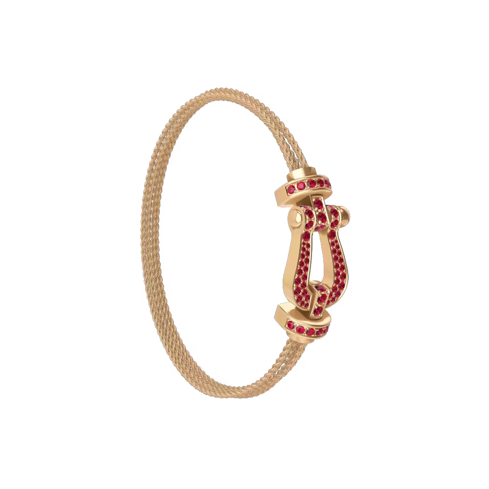 FORCE 10 BRACELET 18K YELLOW GOLD AND RUBIS LARGE MODEL