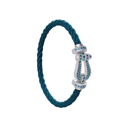 FORCE 10 BRACELET LARGE MODEL 18K WHITE GOLD BLUE TOPAZ PAVED