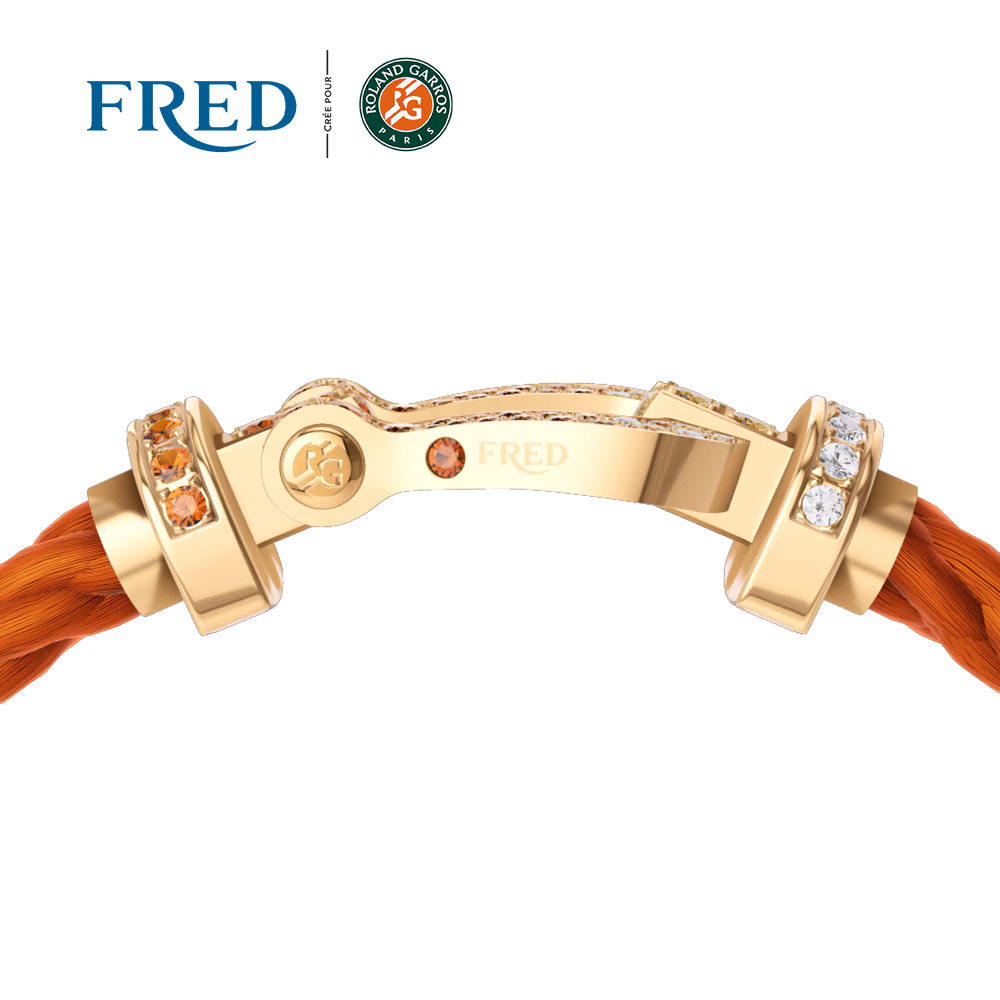 FORCE 10 BRACELET #FREDXROLANDGARROS LARGE MODEL 18K YELLOW GOLD DIAMOND PAVED AND COLORED STONES