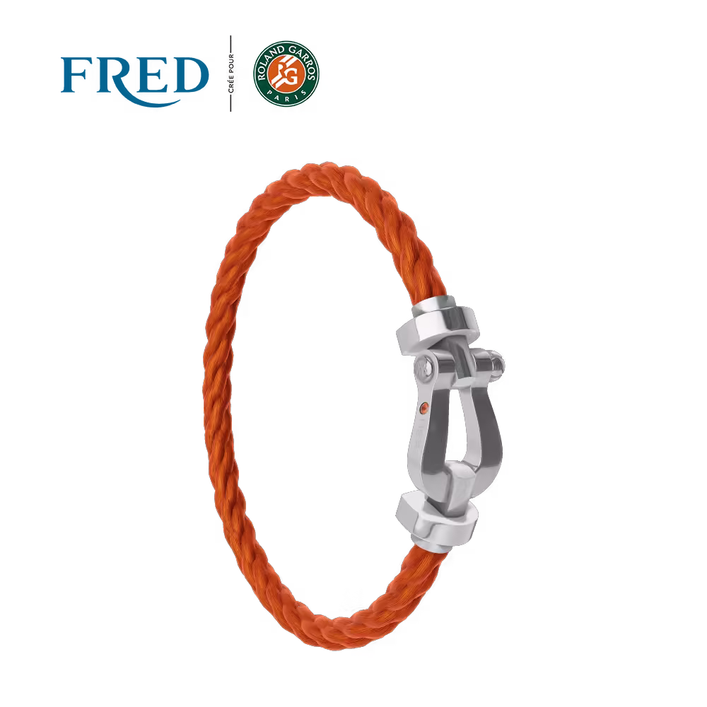 FORCE 10 BRACELET #FREDXROLANDGARROS LARGE MODEL 18K WHITE AND ONE MANDARIN GARNET