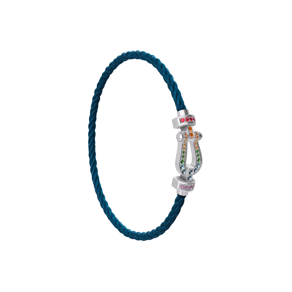Force 10 bracelet Medium model in 18k white gold and coloured stones