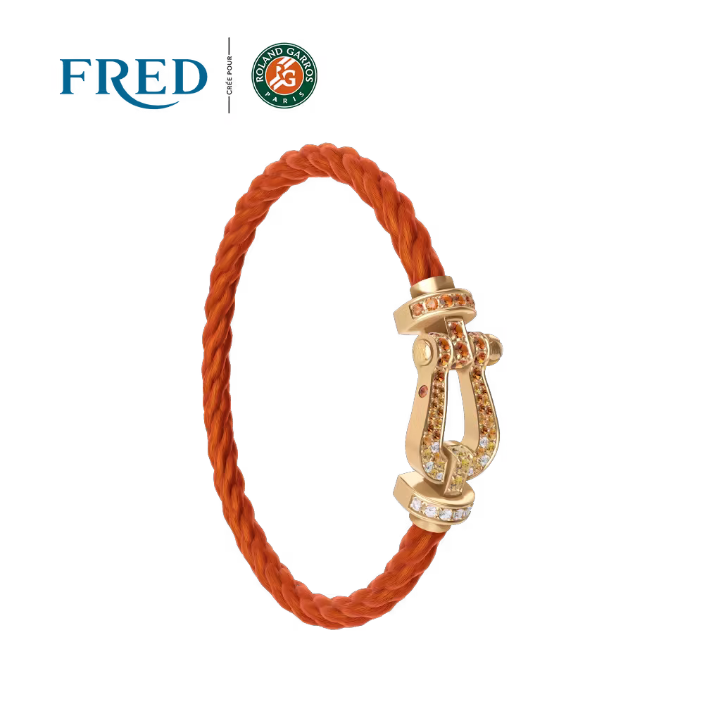 FORCE 10 BRACELET #FREDXROLANDGARROS LARGE MODEL 18K YELLOW GOLD DIAMOND PAVED AND COLORED STONES