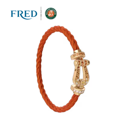 FORCE 10 BRACELET #FREDXROLANDGARROS LARGE MODEL 18K YELLOW GOLD DIAMOND PAVED AND COLORED STONES