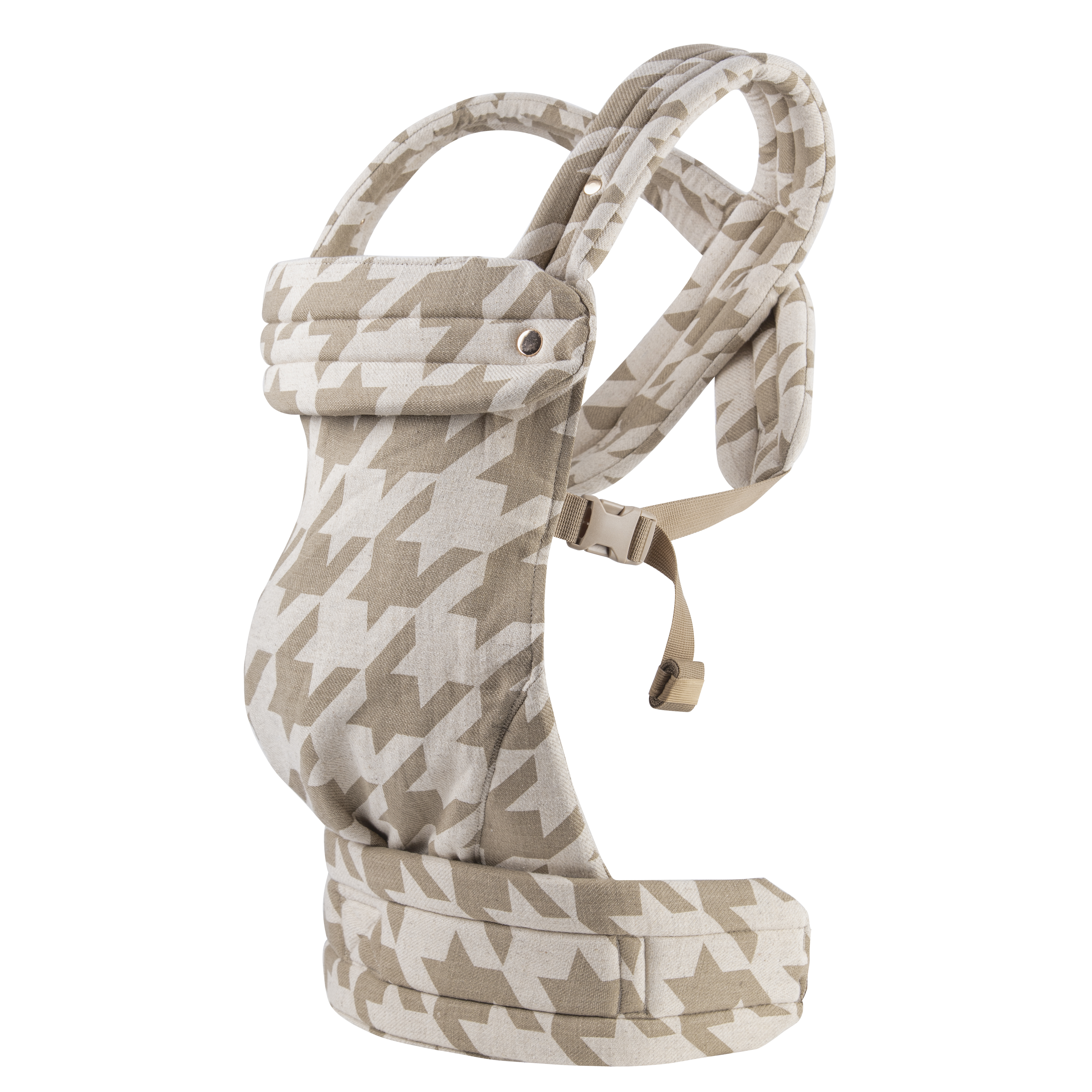 Khaki Houndstooth Cotton Linen Baby Carrier