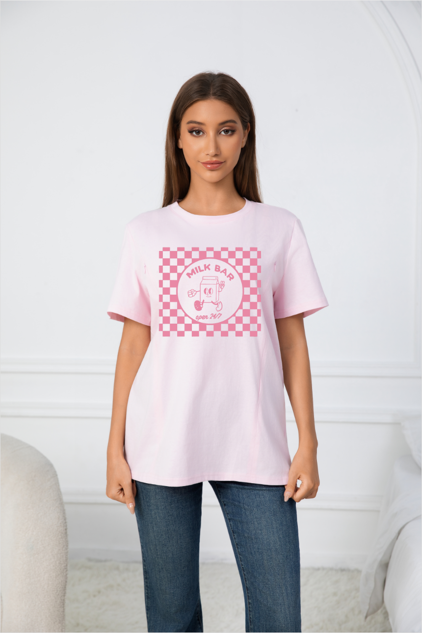 Checkered Milk Bar Carton Nursing Tee