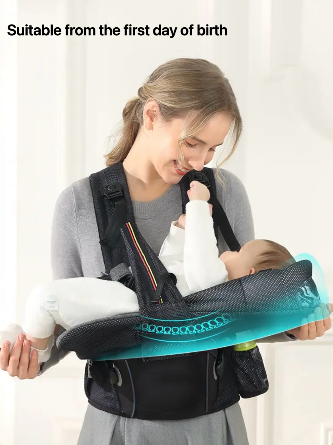 Dual-shoulder Horizontal Newborn Carrier with waist support