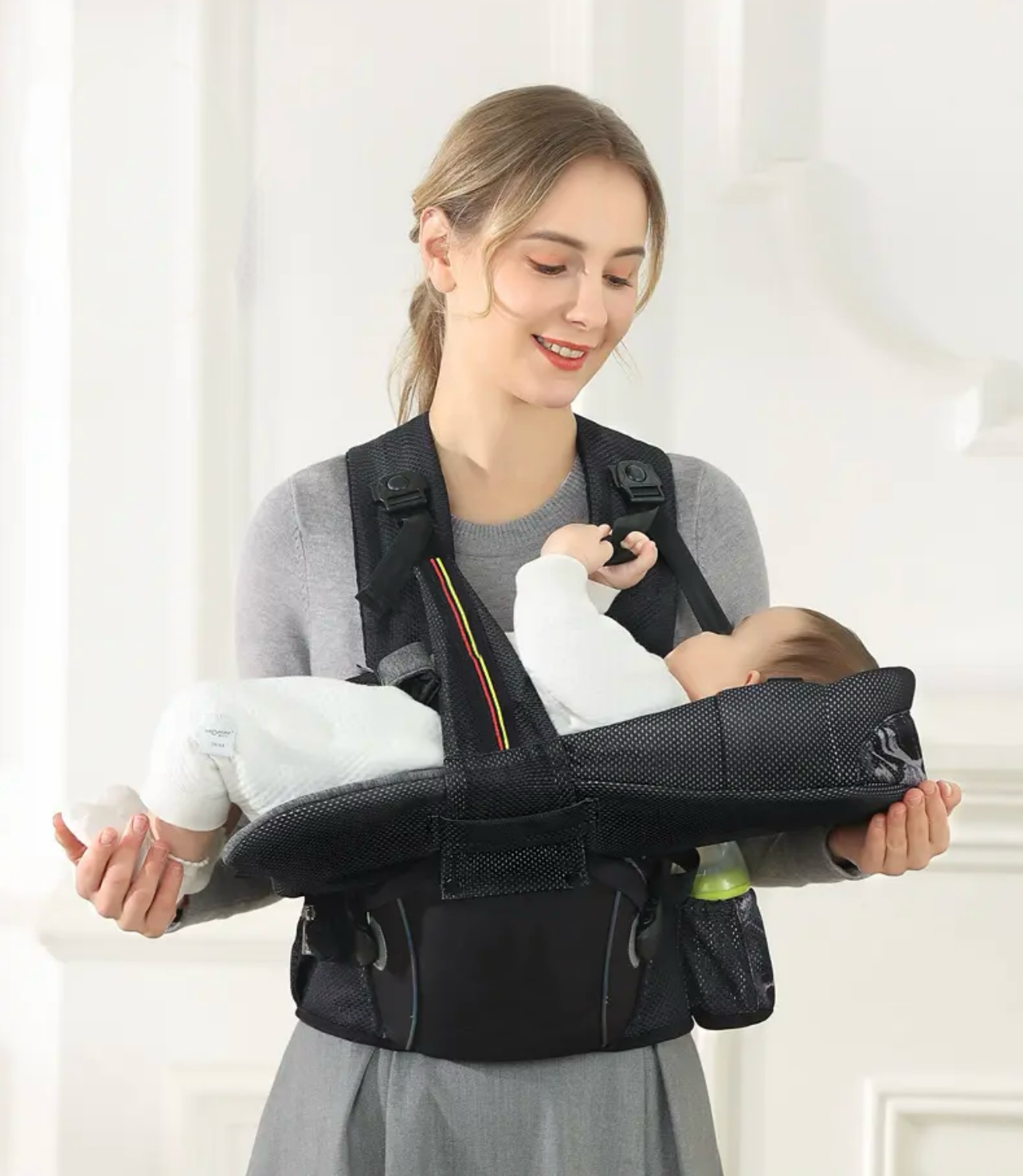 Dual-shoulder Horizontal Newborn Carrier with waist support