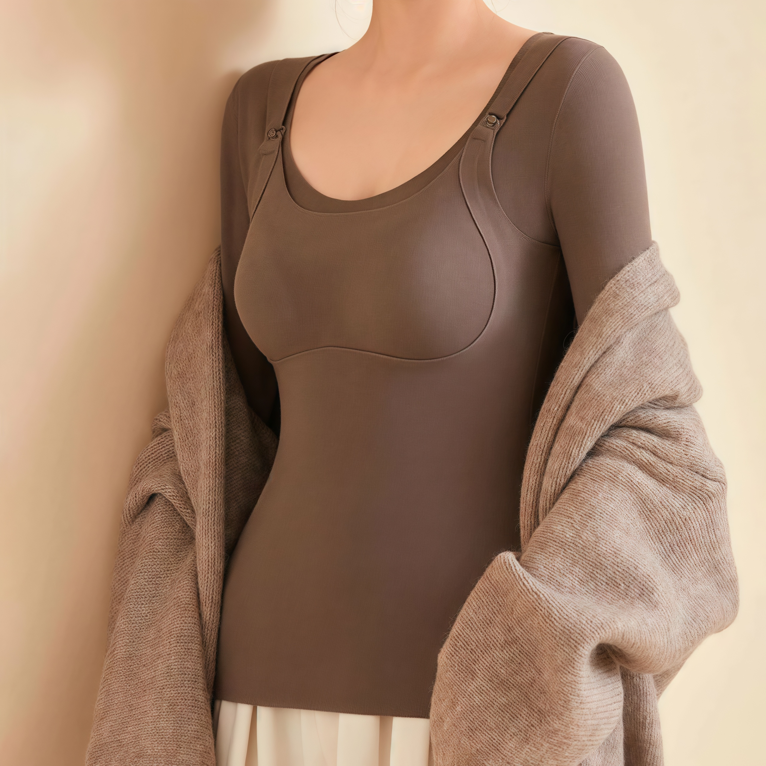 Long Sleeve Nursing Top With Bra