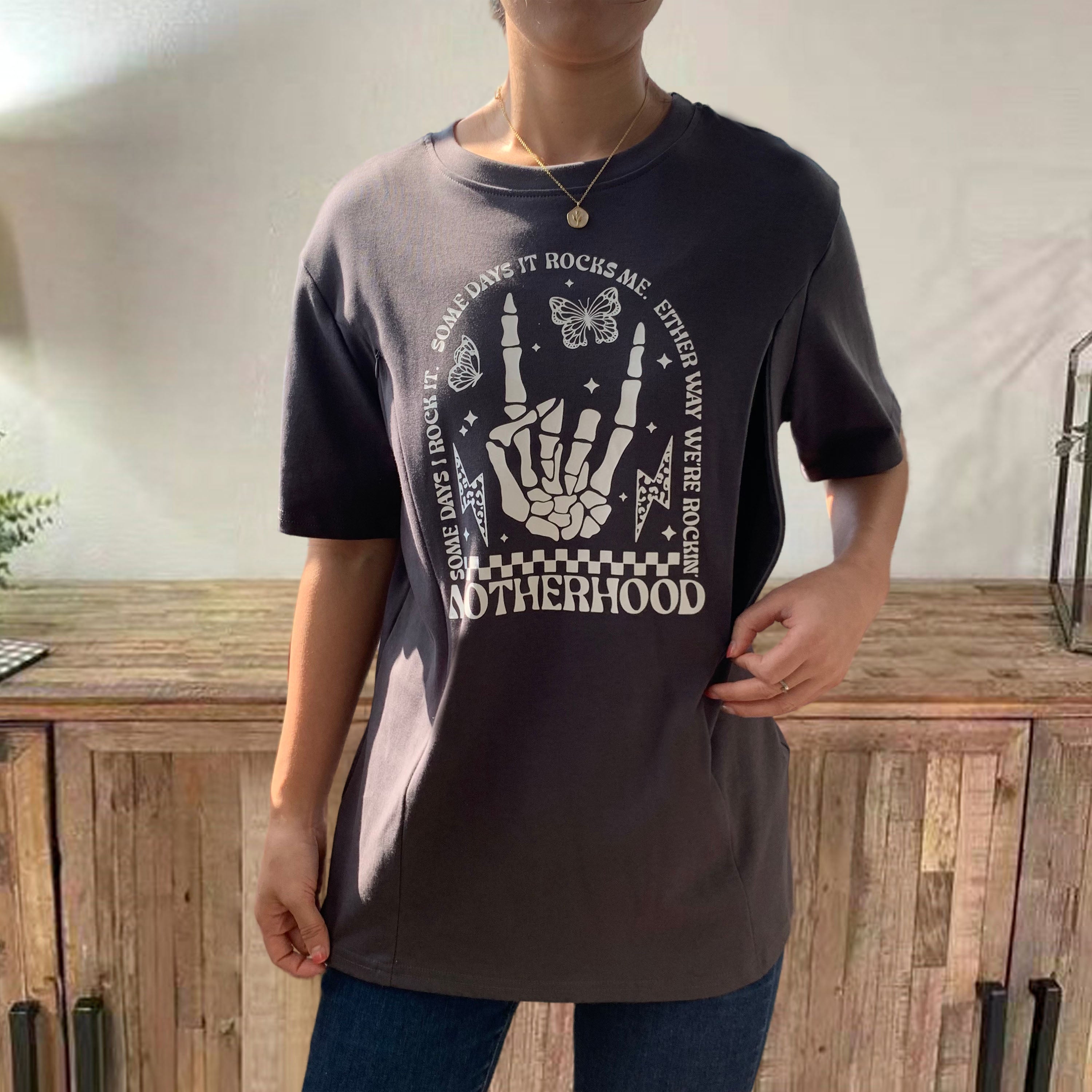 Funny Motherhood Skull Nursing T-shirt-LullabMommy