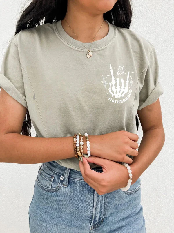 Motherhood Sometimes I Rock It Sometimes It Rocks Me Nursing T-shirt-LullabMommy