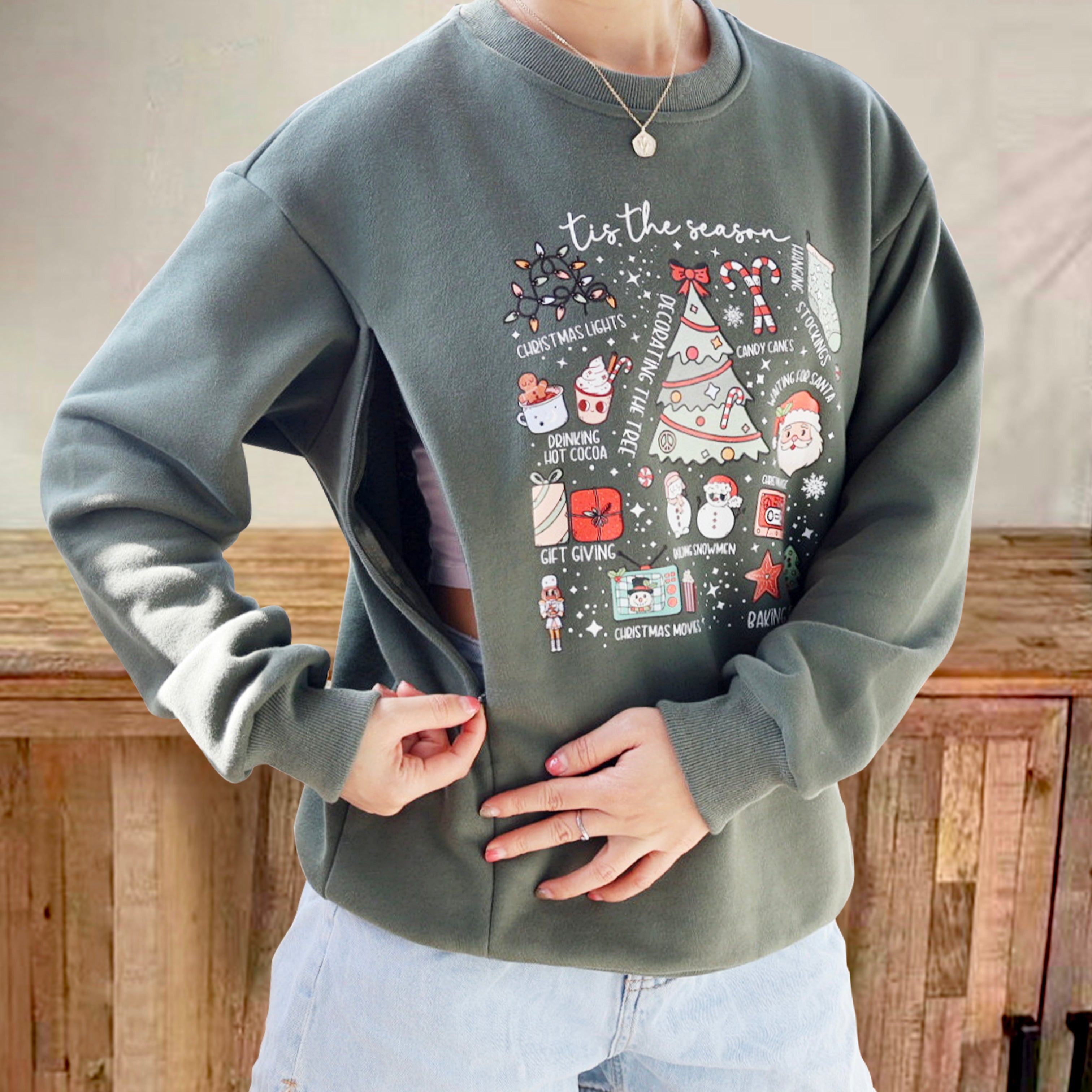 Retro Christmas Nursing Sweatshirt-LullabMommy